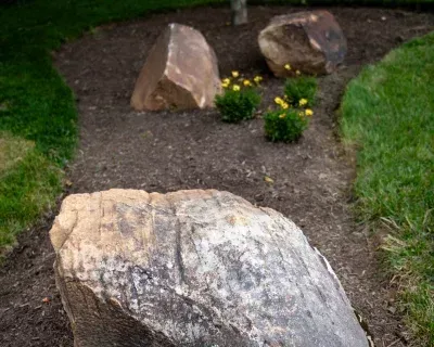 large landscape boulders installation richmond ky