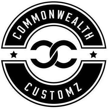 Commonwealth Customz black-and-white circular logo with stylized CC and stars