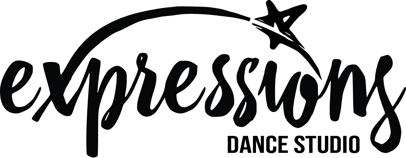 Expressions Dance Studio logo with black script text and a star accent on a white background