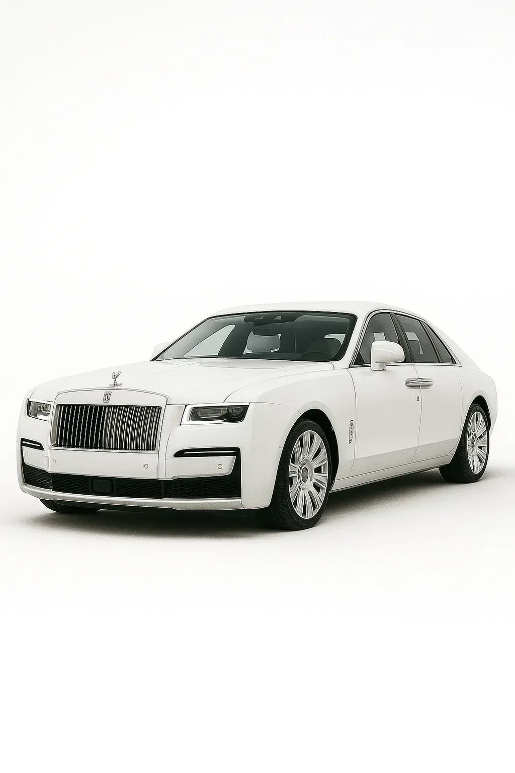 White Rolls-Royce Ghost sedan on a white background.