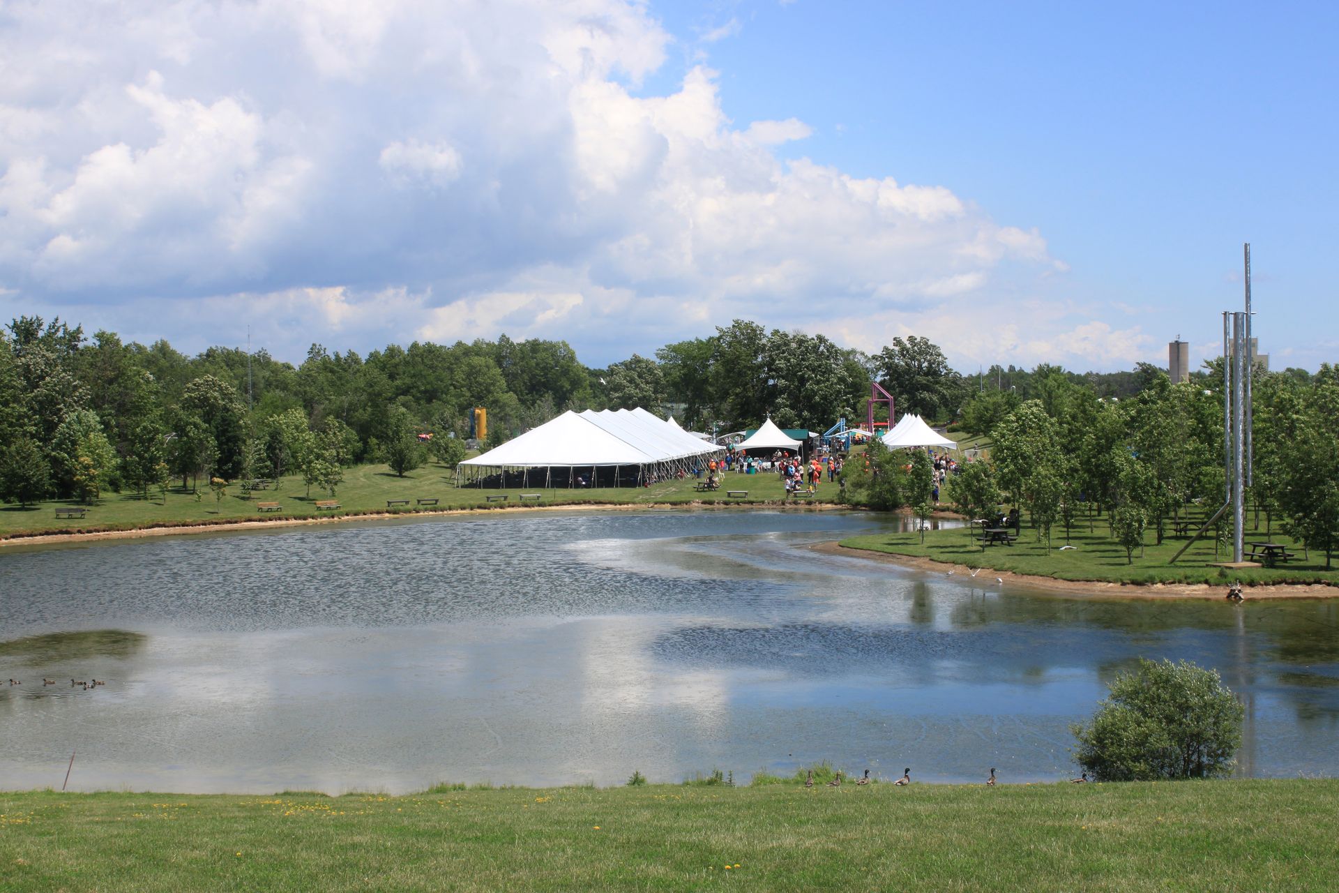 picnic area over pond