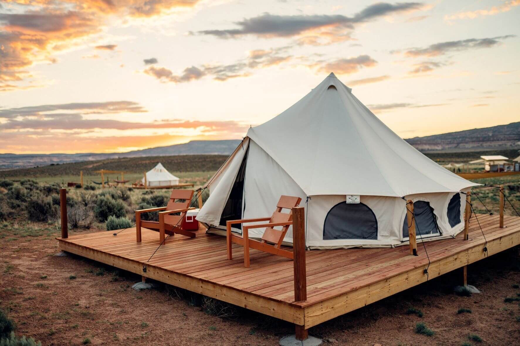 A canvas glamping tent at Moab Under Canvas