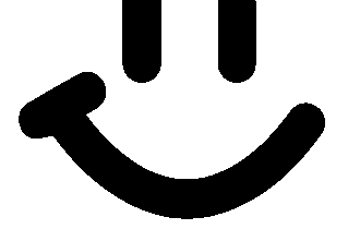 Smiling face with slanted mouth and two vertical bars above.