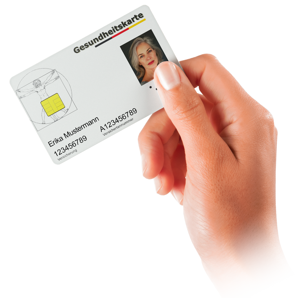 Hand hält eine Gesundheitskarte