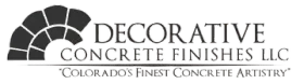 Logo of Decorative Concrete Finishes LLC, featuring a stone arch design and text.
