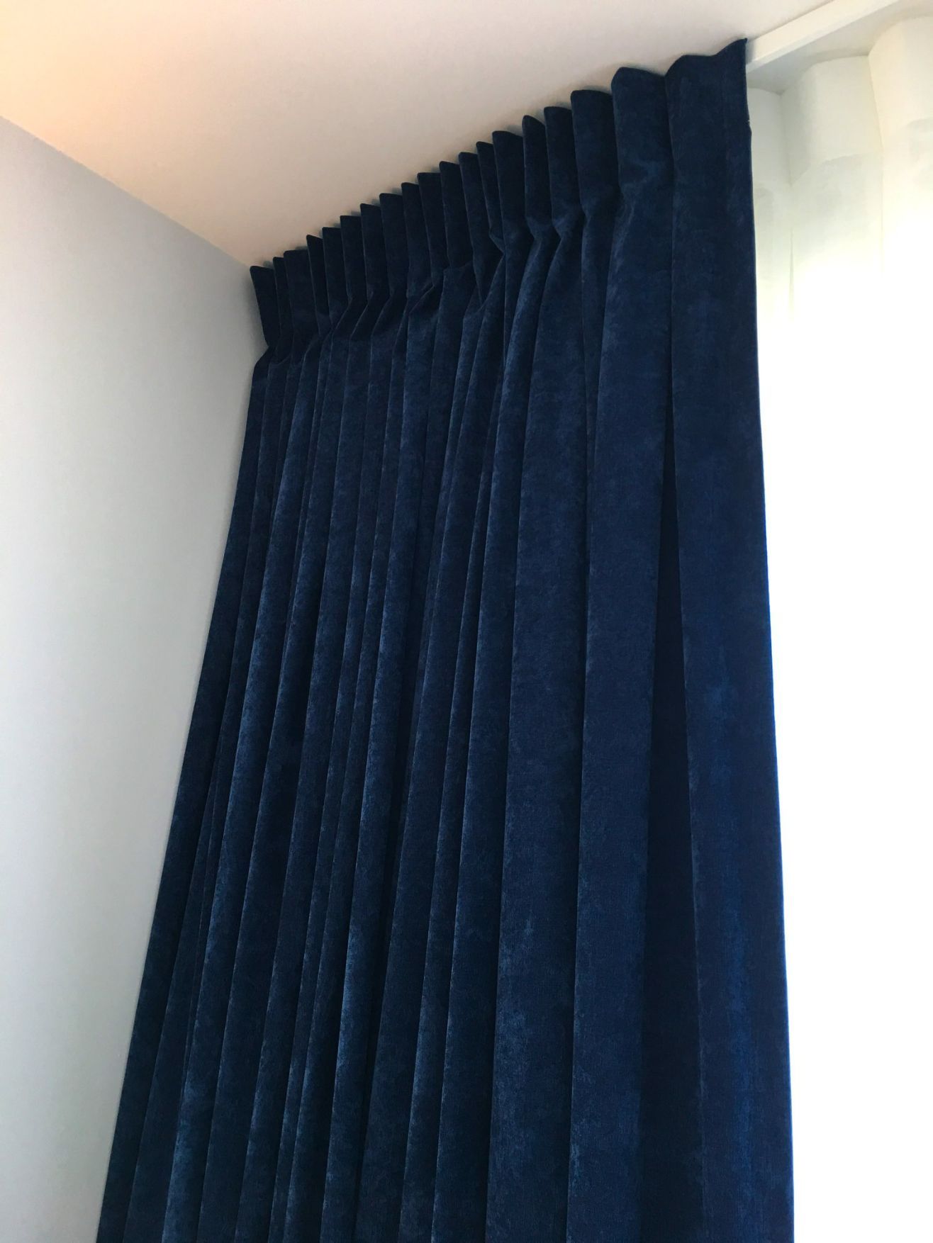Midnight Blue Velvet Curtains Adding an Elegant Touch to the Room's Decor — Studio Curtains & Blinds in Mount Gravatt, QLD