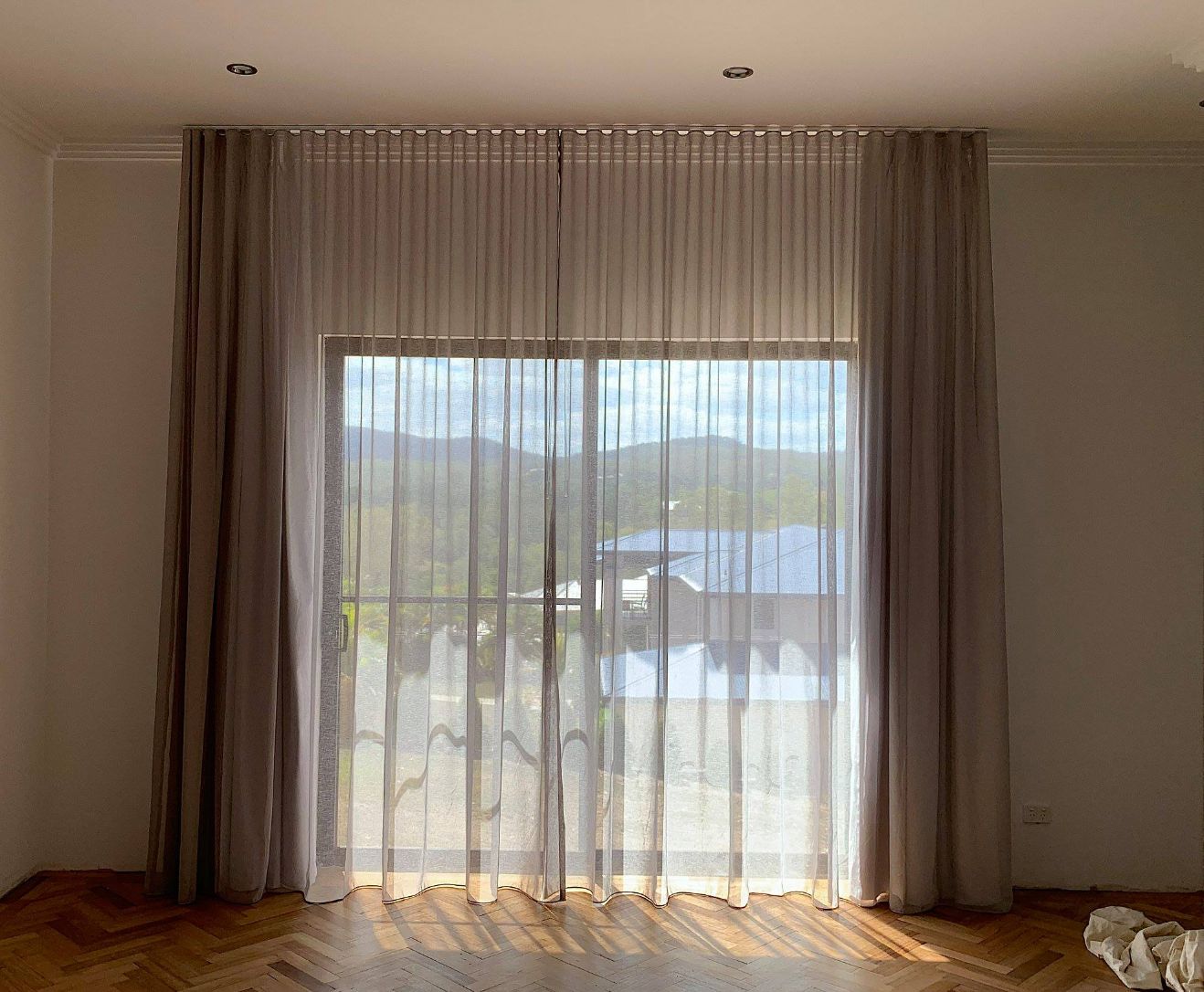 Sunlight Shining Through Sheer Curtains — Studio Curtains & Blinds in Mount Gravatt, QLD