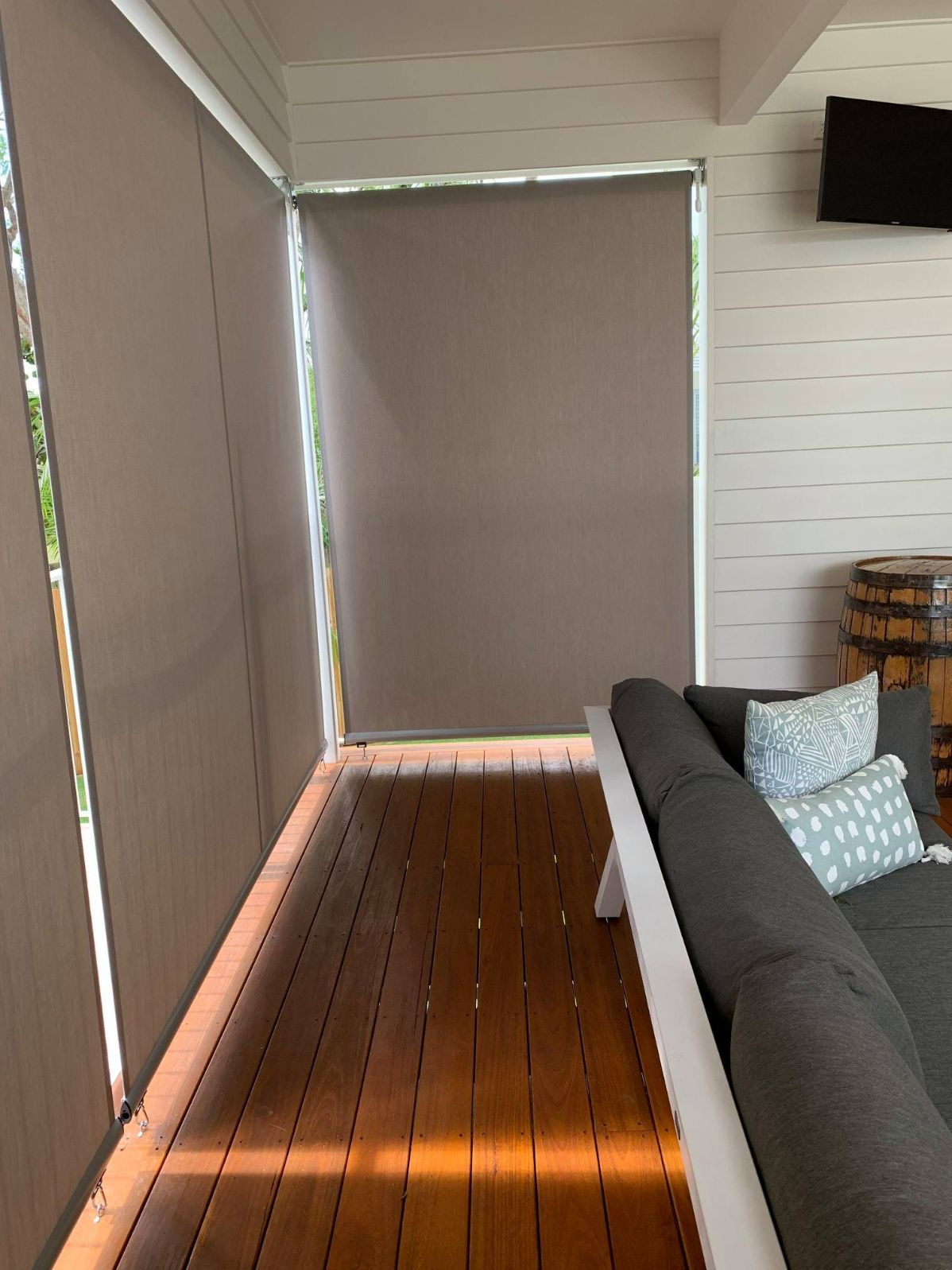 Blockout Blinds On A Veranda — Studio Curtains & Blinds in Mount Gravatt, QLD