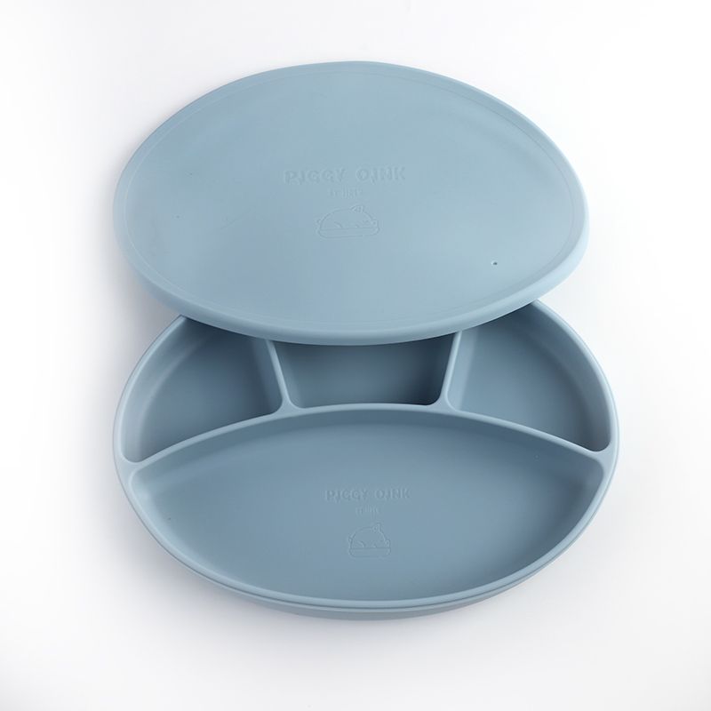 Silicone Baby Food Plates Dust Blue