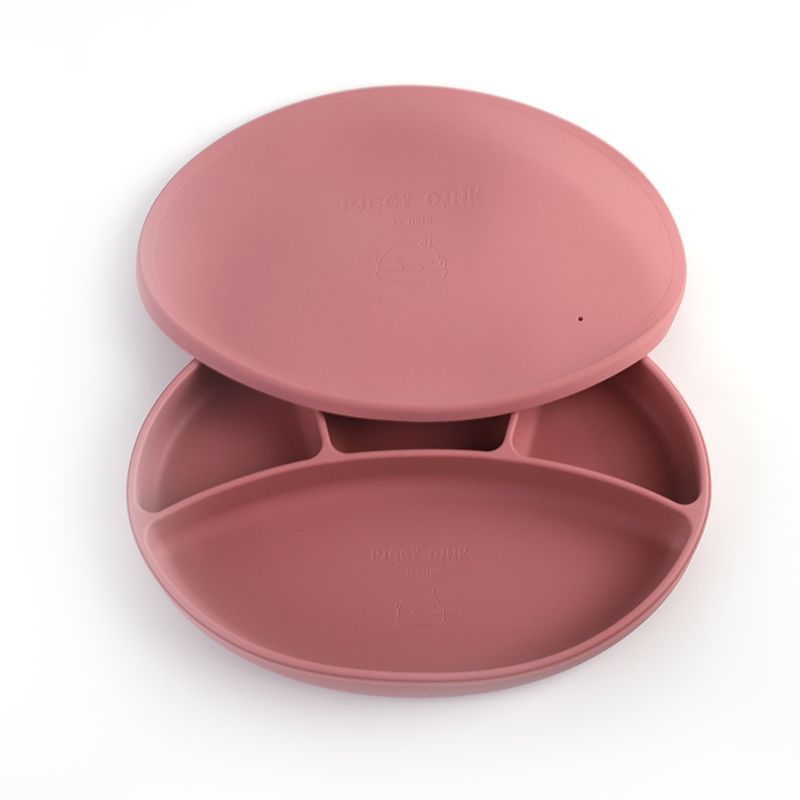 Silicon Baby Food Plates Dark Red