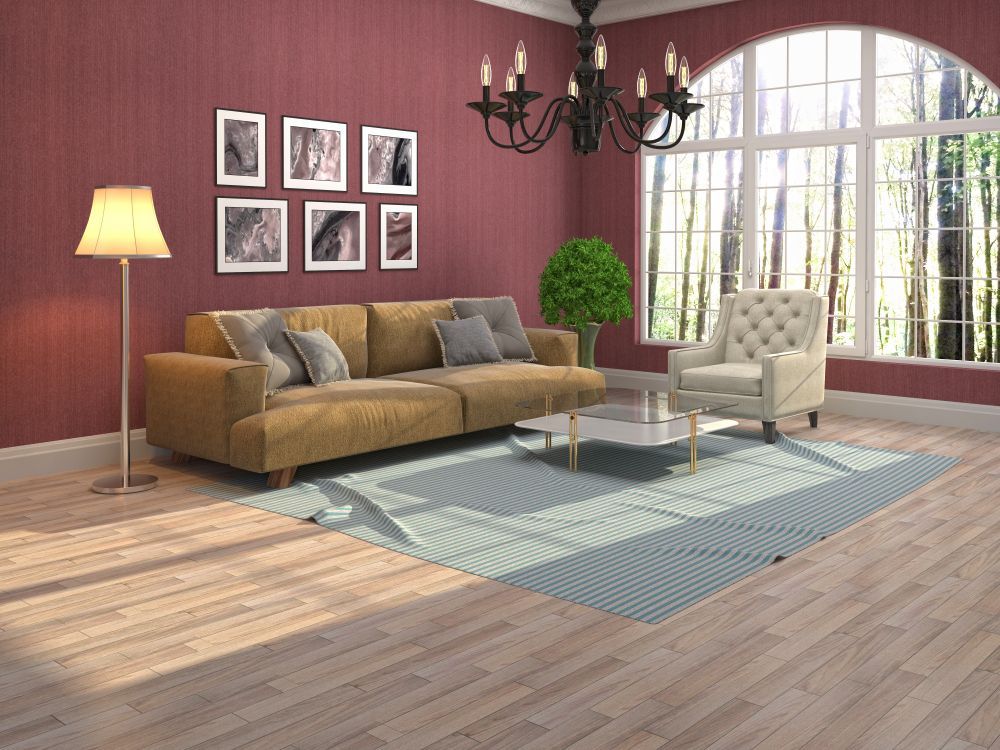 Stylish Living Room With Tan Sofa — Unique Floors In New Town, TAS