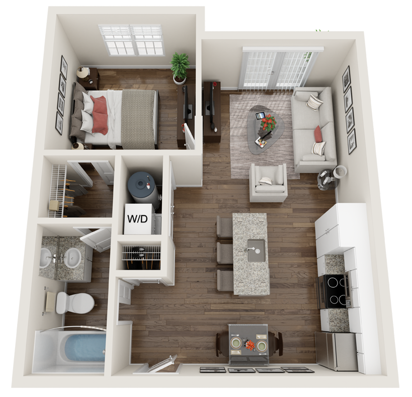 2 Bedroom 2.5 Bathroom Townhome Floor Plan