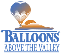 A blue and orange logo for balloons above the valley