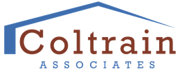 Coltrain Associates logo with blue roofline and brown and blue text