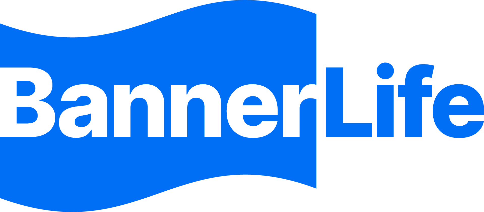 BannerLife logo in blue and white with a wavy banner design