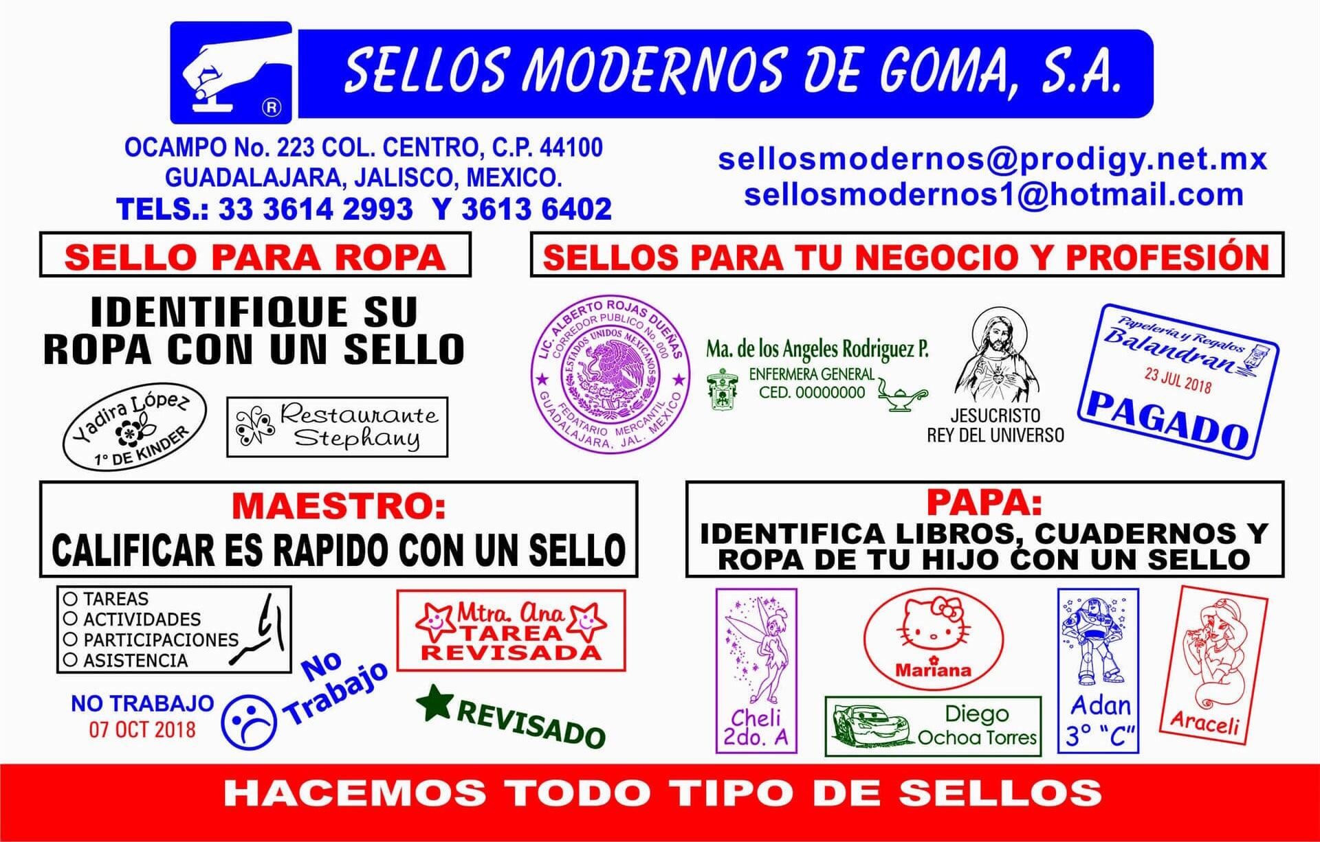 Fabricación de sellos de goma en Guadalajara – Sellos Modernos de Goma