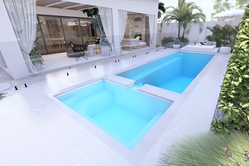 There is a Large Swimming Pool in the Backyard of a House — Aqualine Pools in Branyan, QLD