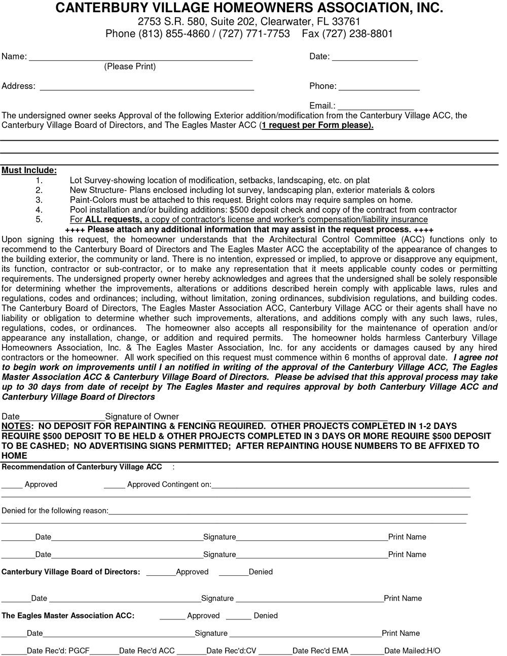 ACC Notice of Completion Form