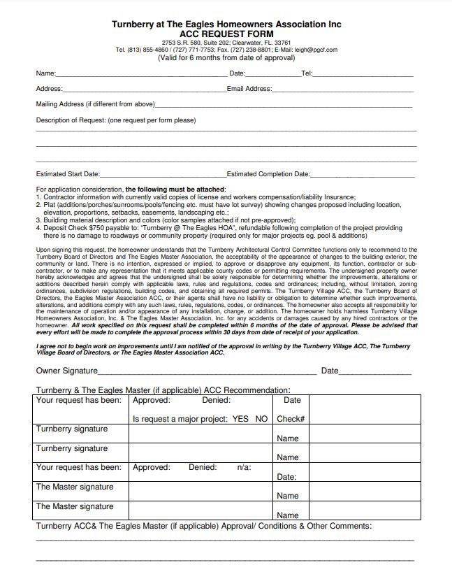 Turnberry Village ACC Request Form