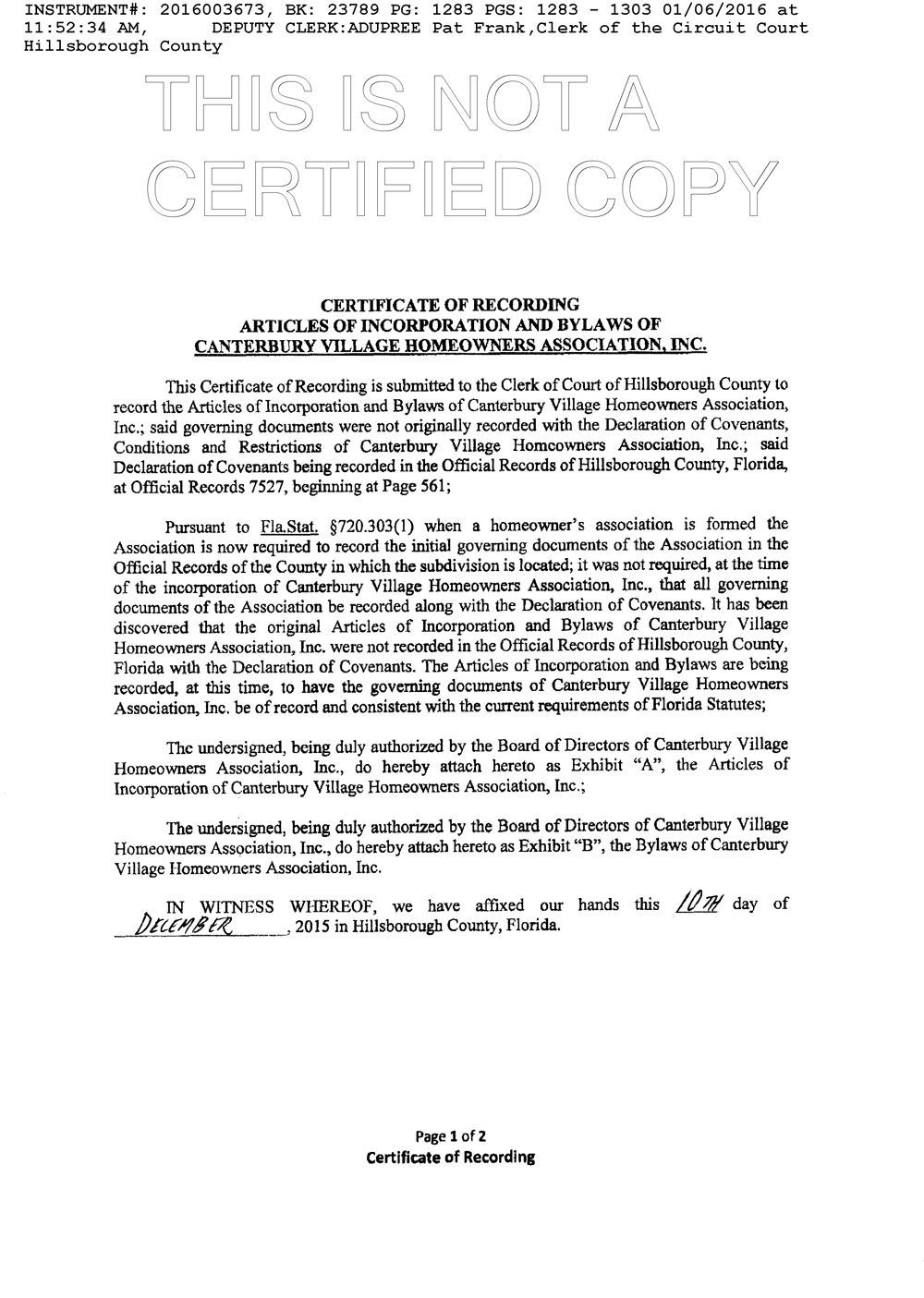 A black and white image of a certificate that says `` this is not a certified copy ''.