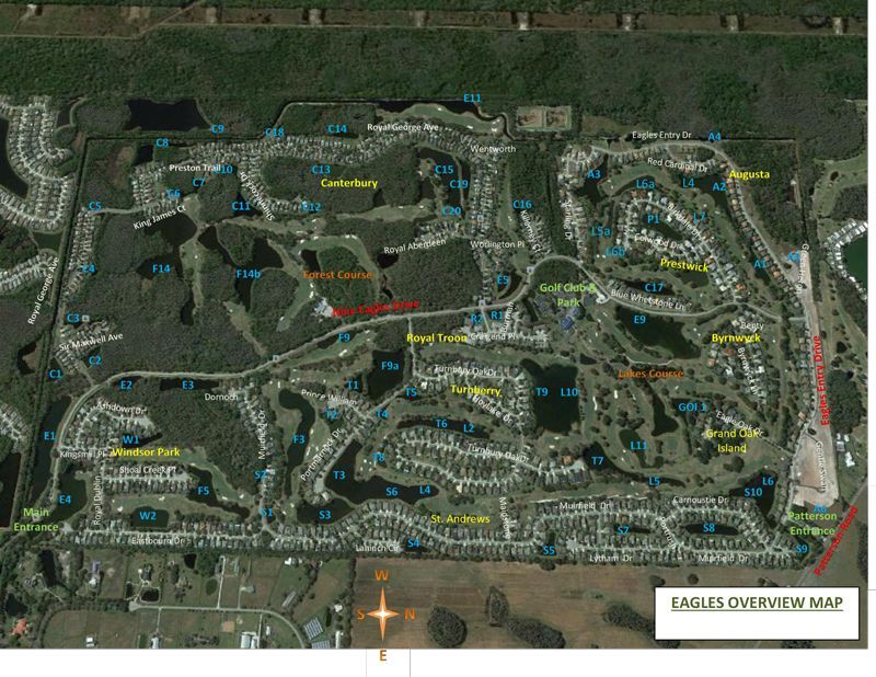 An aerial view of the eagles overlook map