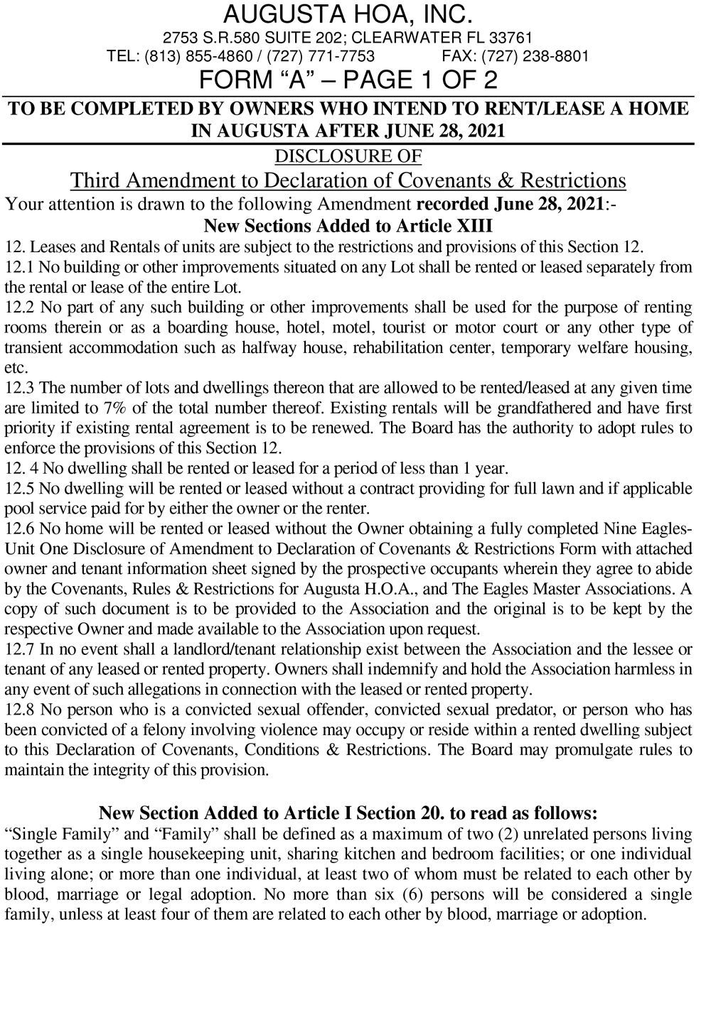 Form A Rental Registration (see 3rd Amendment)
