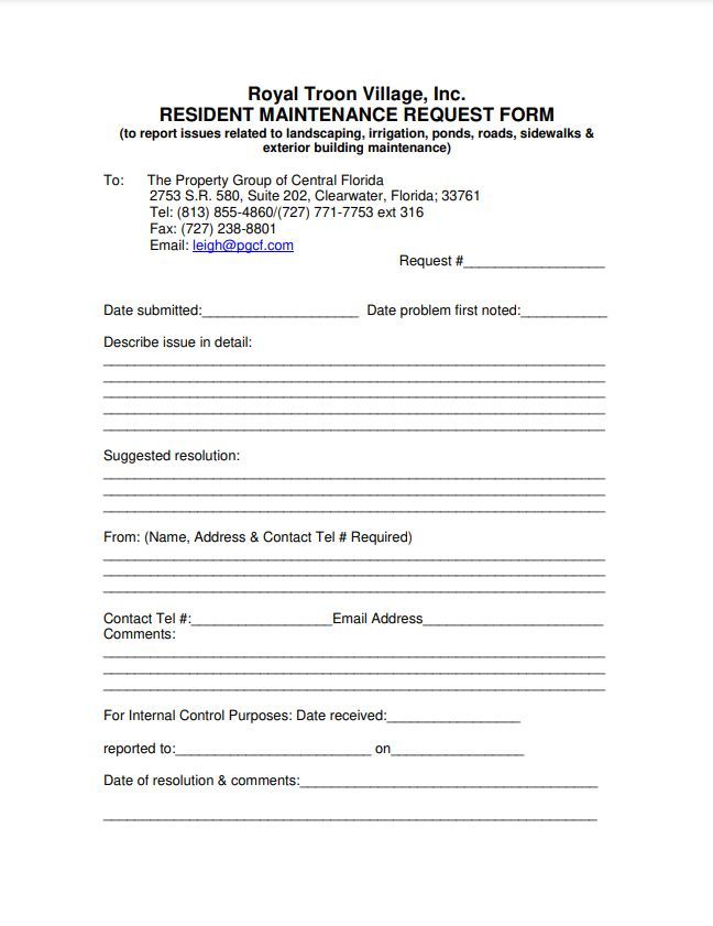 Maintenance Request Form