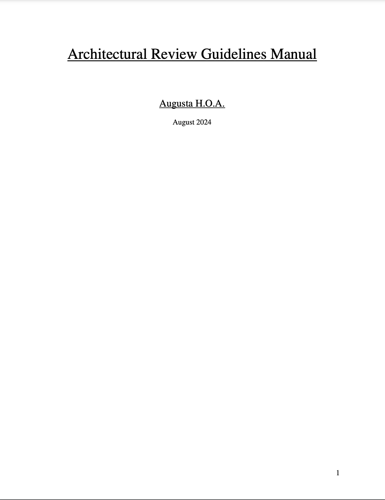 The front page of an architectural review guidelines manual.