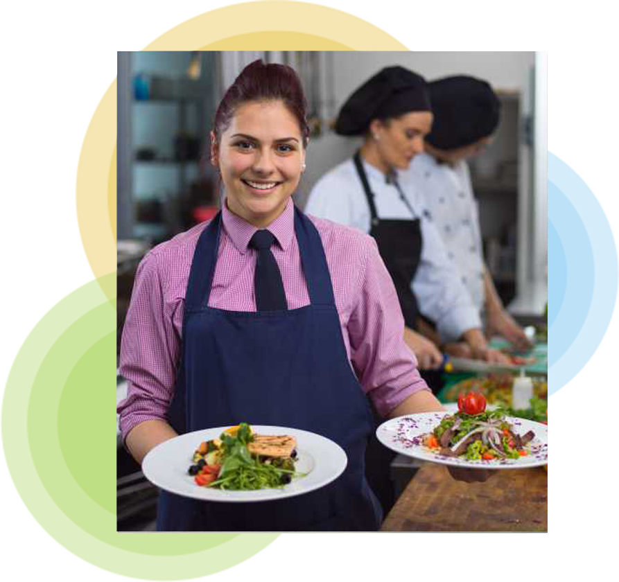 Girl with Plates of Vegetables