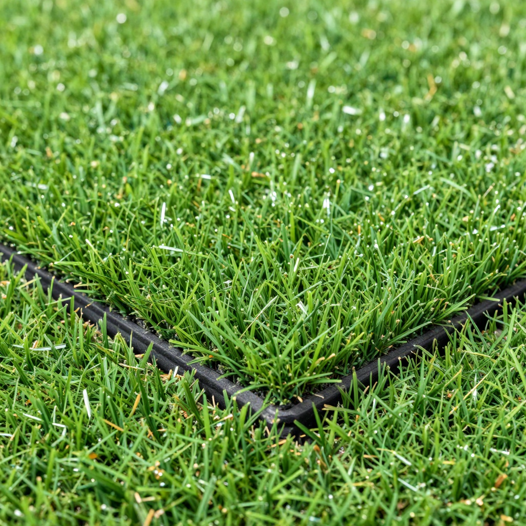 Green grass, close-up with a black square border.