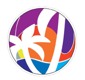 Lido Malibu logo with palm trees over a sunset beach circle in orange, yellow, and blue