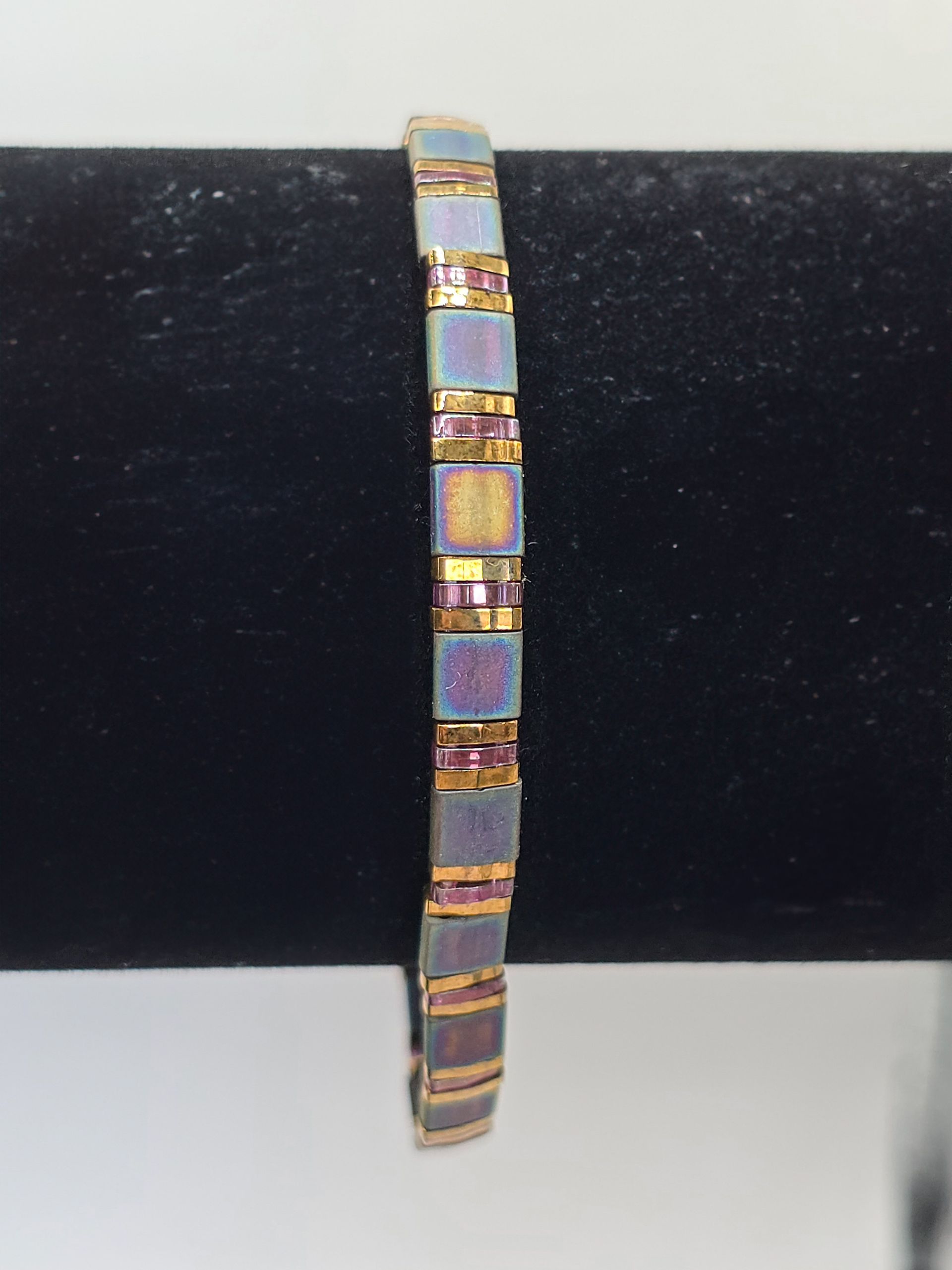 Paars en Bronze armband