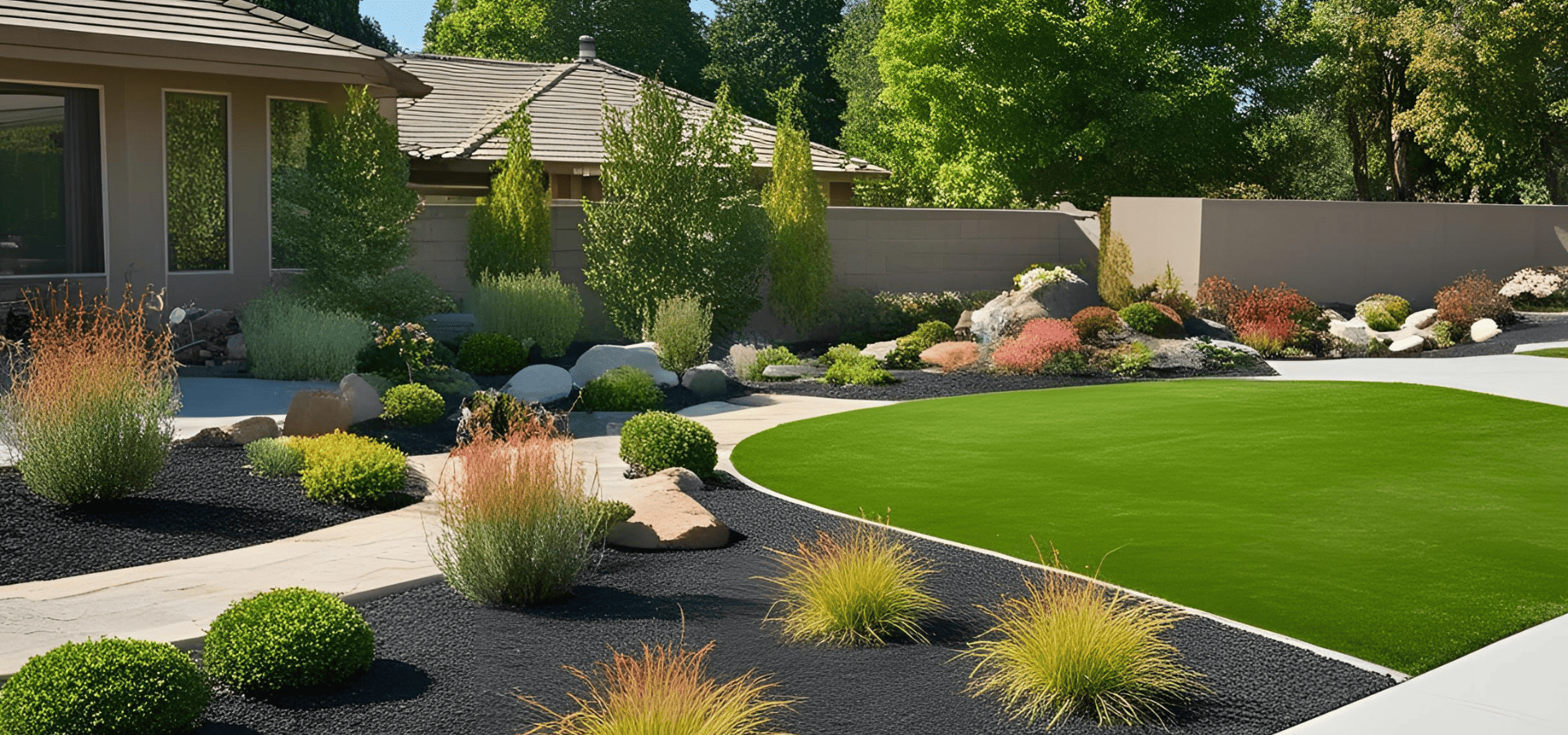 A fire-resistant landscape segregated into clear defensible zones