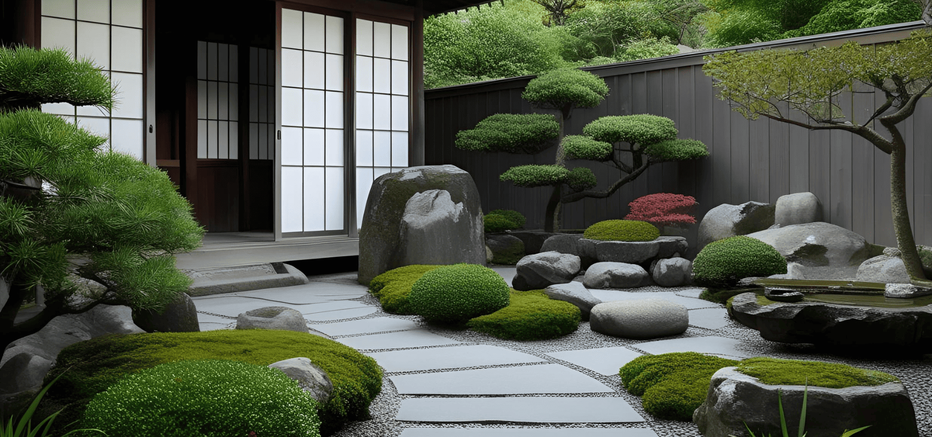 Japanese Zen garden in a Japanese home