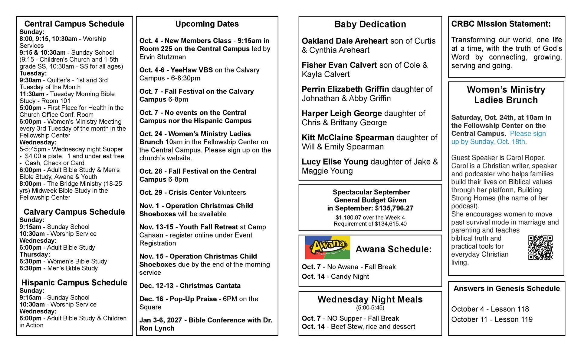 A brochure for a school with a summer event schedule.