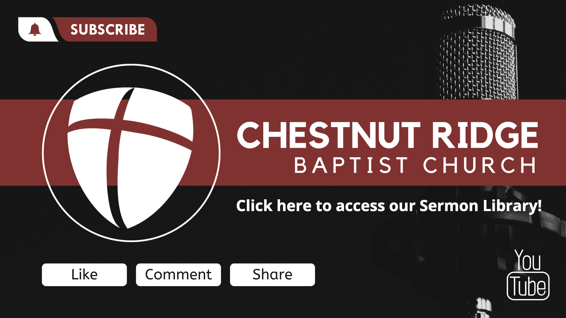 A poster for chestnut ridge baptist church with a microphone in the background