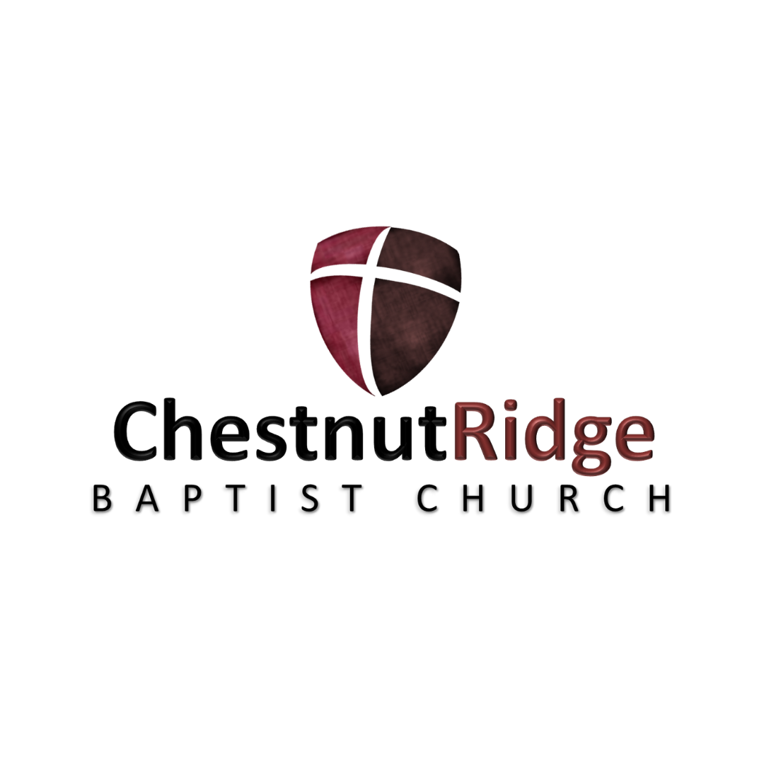 The logo for chestnut ridge baptist church has a shield with a cross on it.
