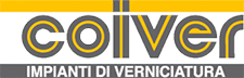 Logo “coliver” grigio e giallo con la scritta “IMPIANTI DI VERNICIATURA” su sfondo bianco