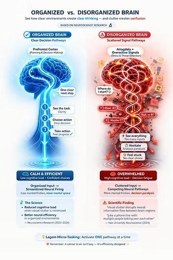 Organized brain versus disorganized brain comparison