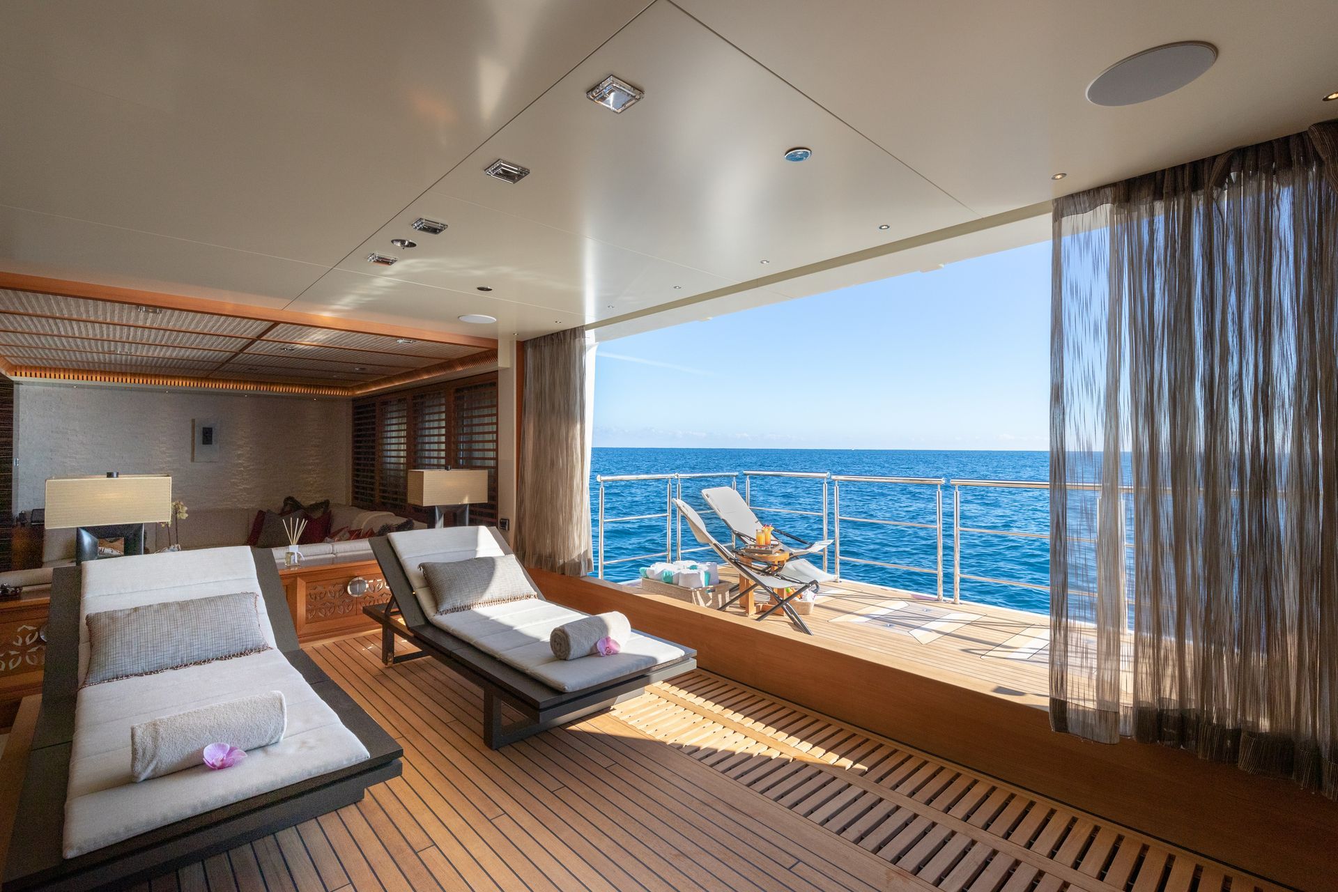 Spa aboard motor yacht Honor with an open view across the sea