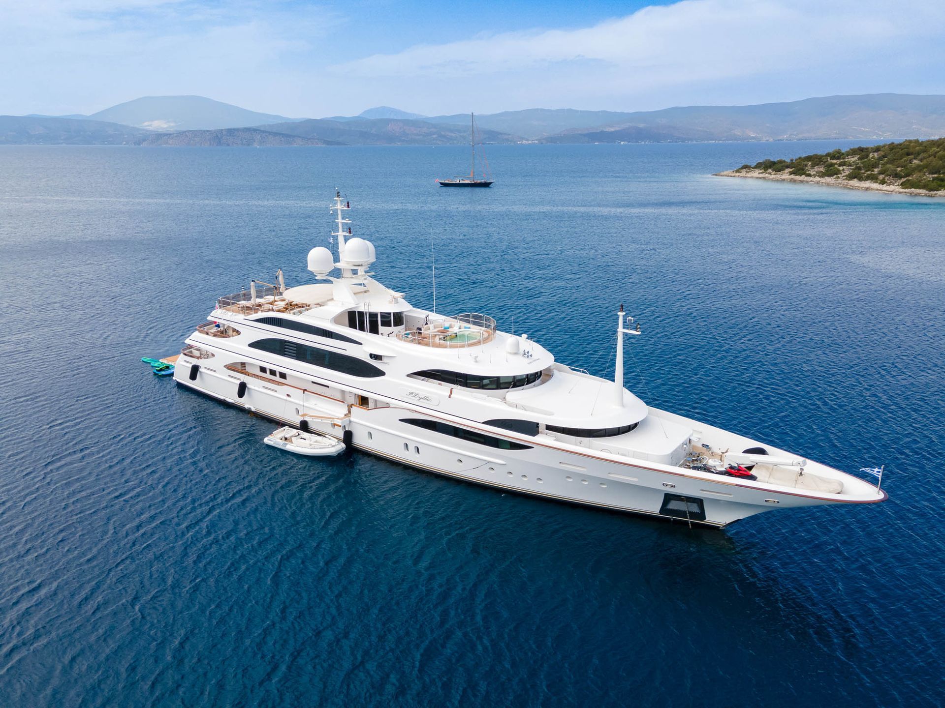 Aerial view of yachts during a Mediterranean trip