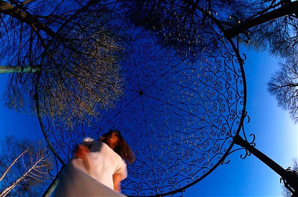 Waterside gazebo in a documentary landscape
