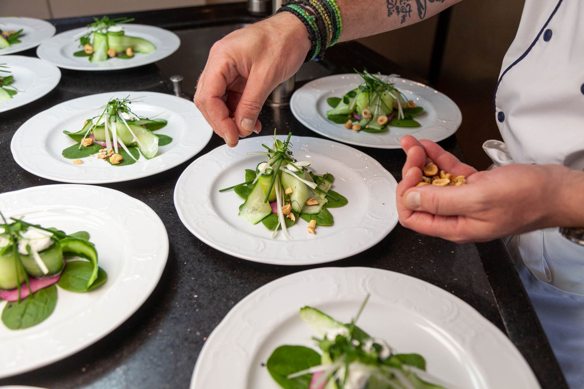 Lunch service presented aboard a yacht