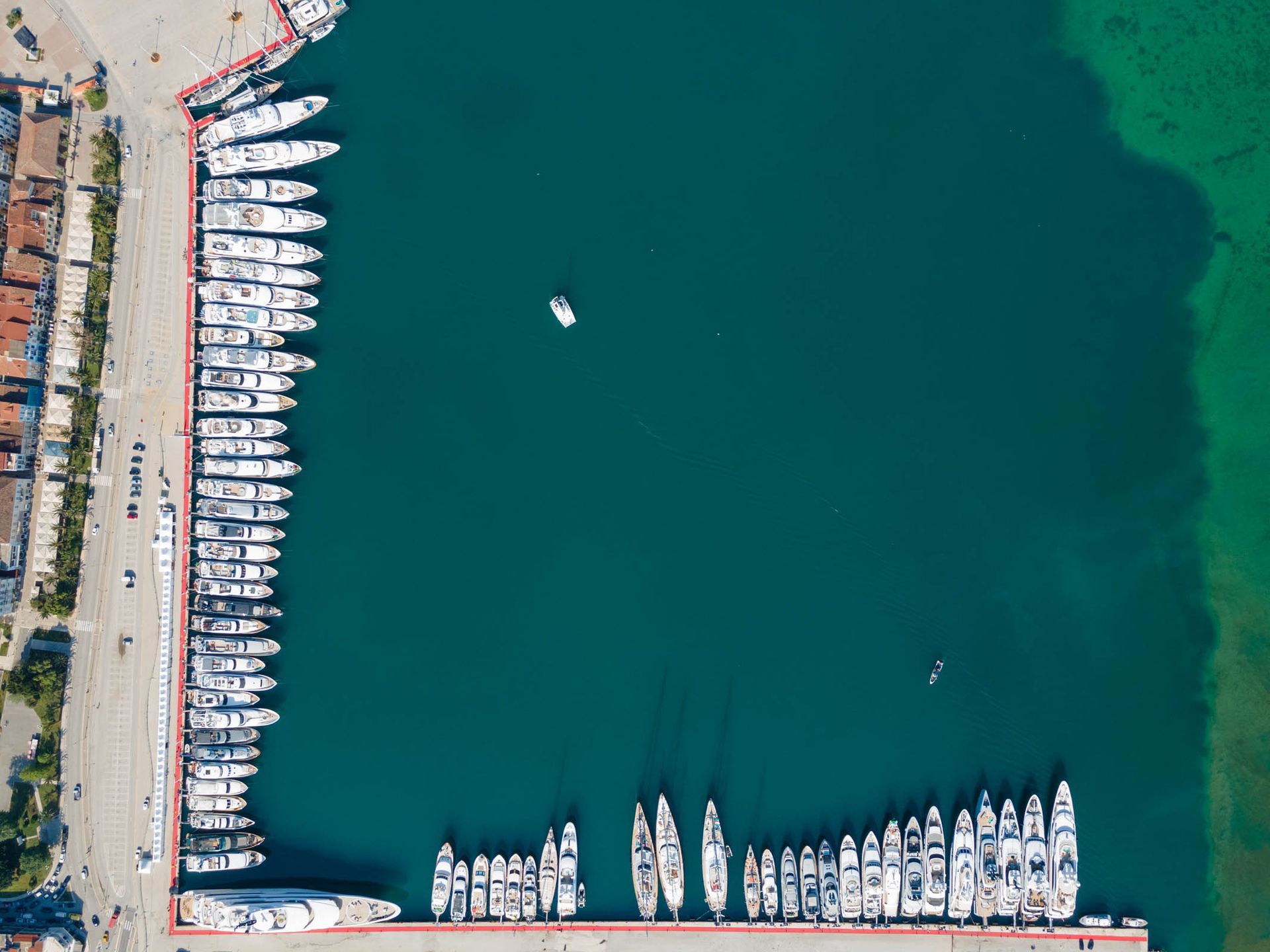 Aerial view of Nafplio and its coastline in Greece