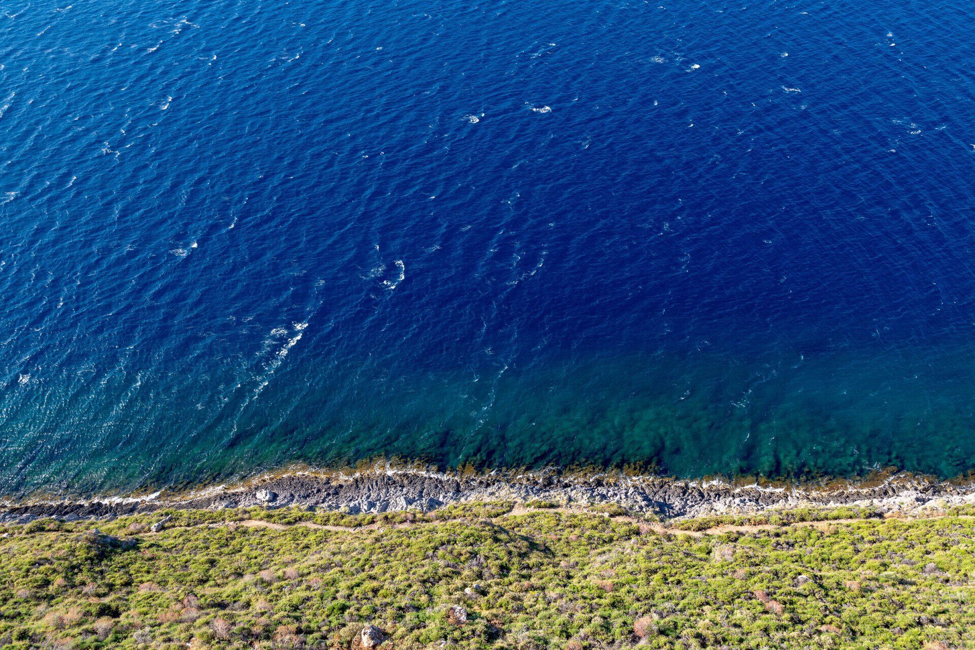 Windswept coastal landscape in the Peloponnese, Greece