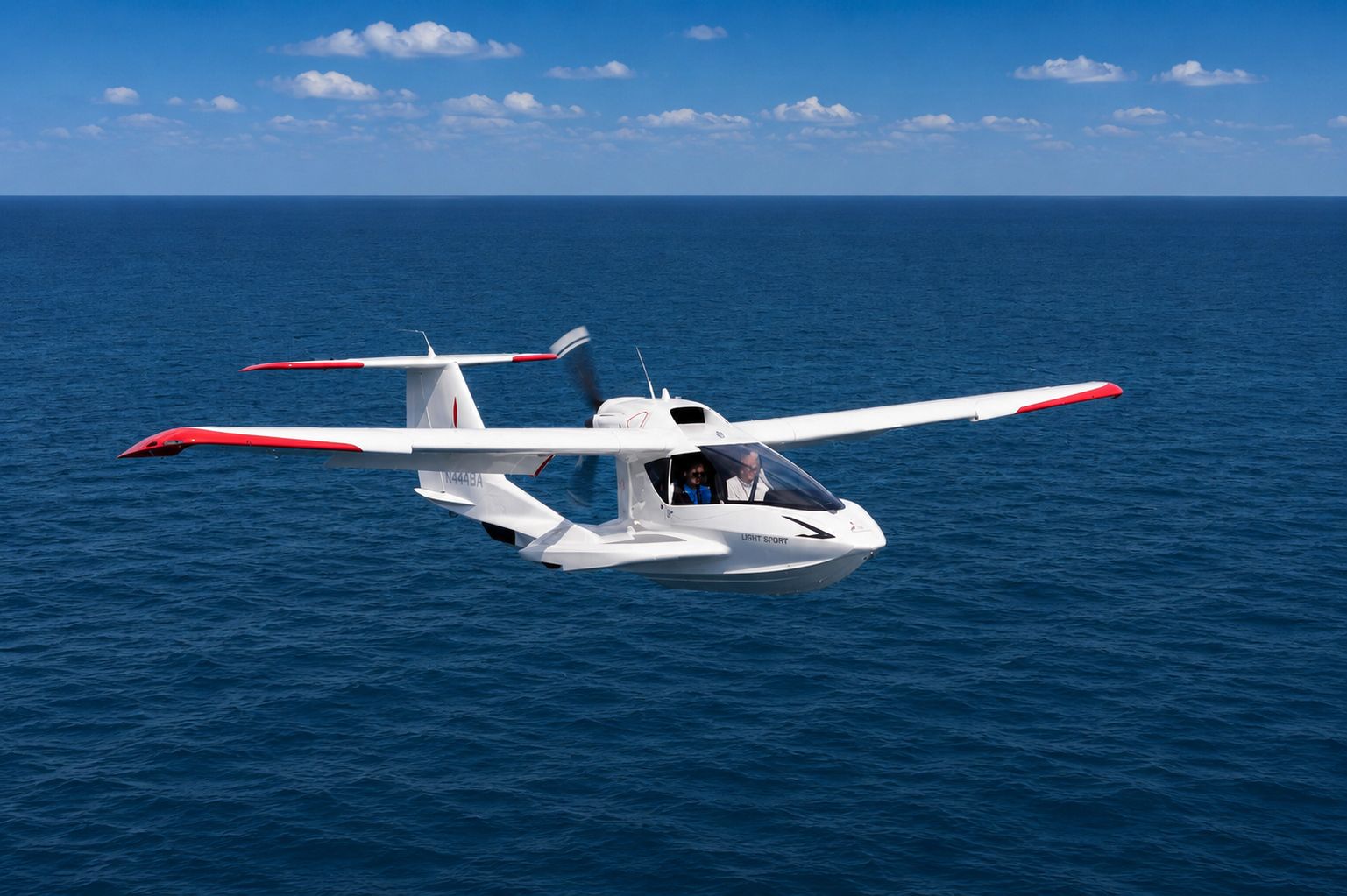 Experimental aircraft displayed aboard motor yacht Gigi