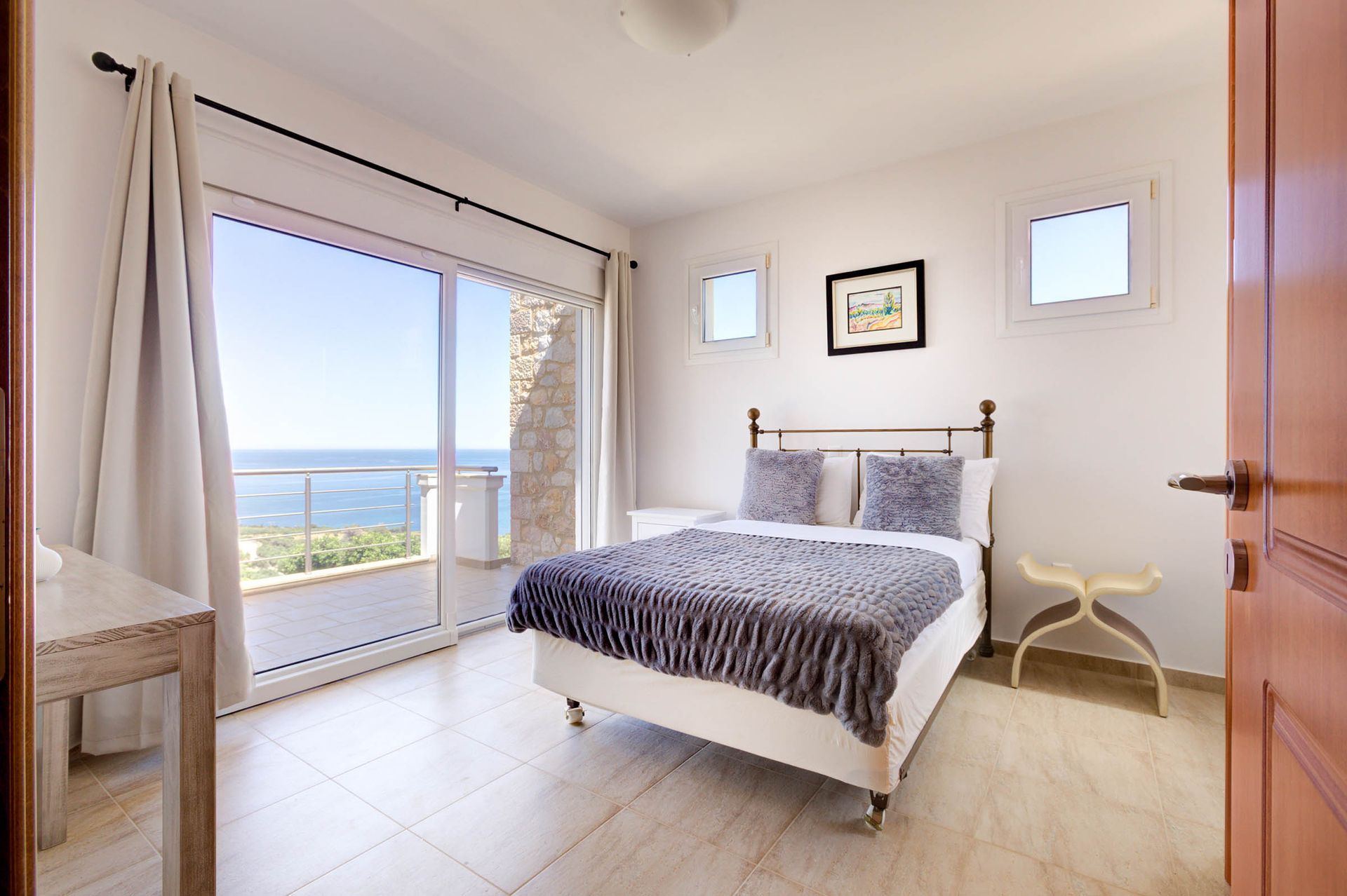 Sea-view guest bedroom in a Greek villa
