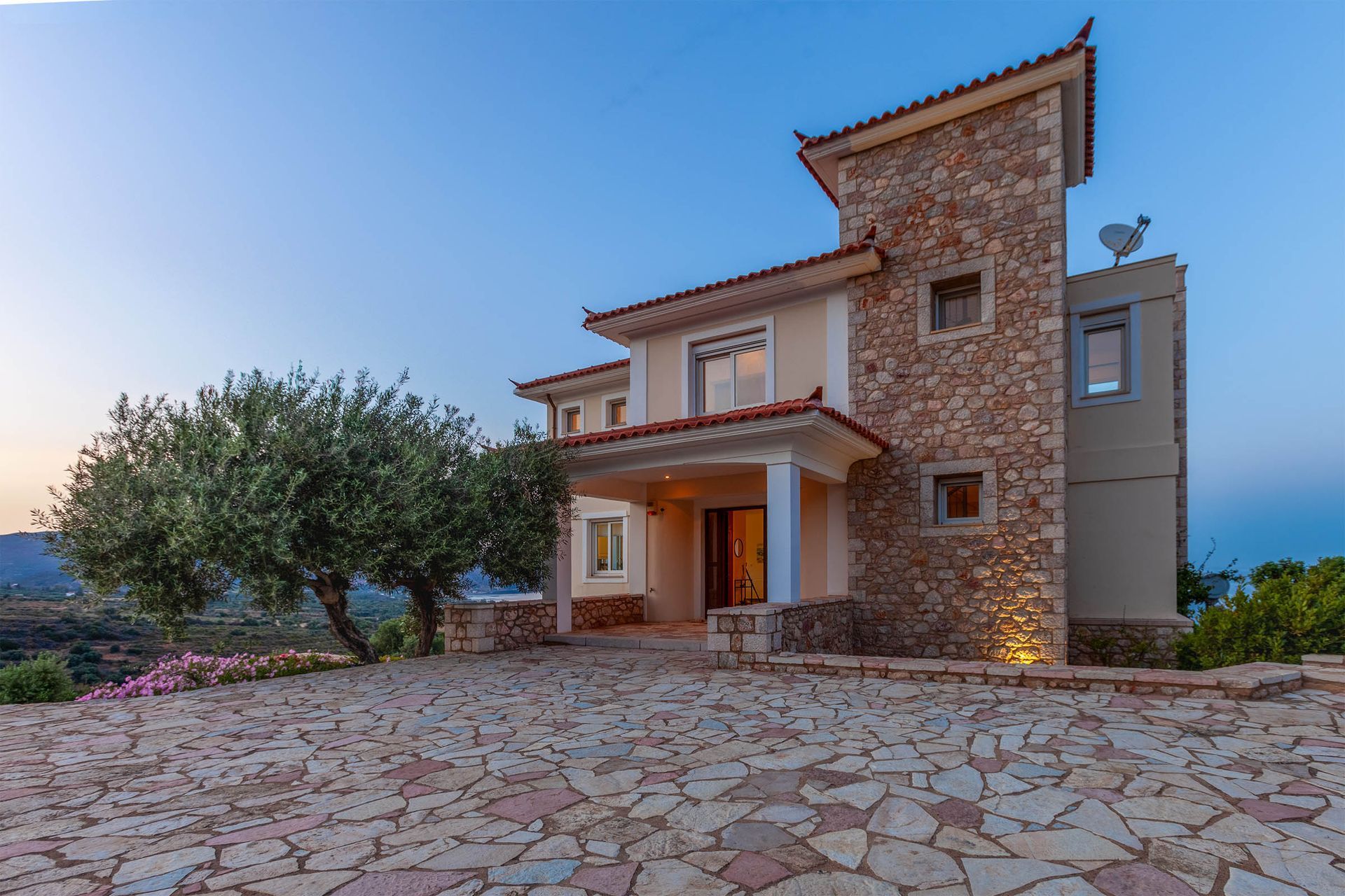 Stone villa exterior in Greece