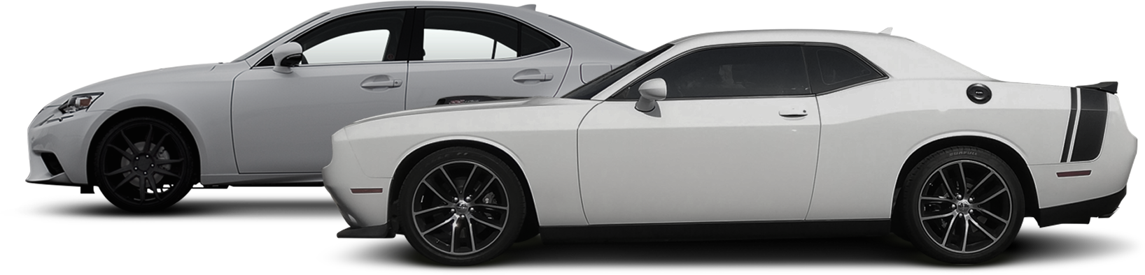 Two white cars, one sedan and one coupe, side-by-side. |  Auto Check Sugar Land