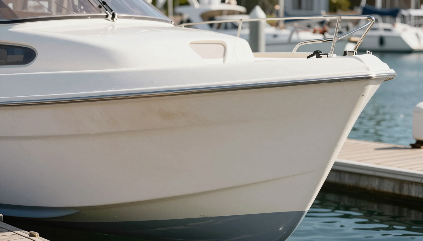 Boat gel coat restoration for a faded fiberglass hull